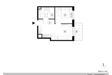 Rzut - Mieszkanie na sprzedaż 2 pokoje o powierzchni 36,05 m² - numer A1-1-9 w Hipoteczna Park