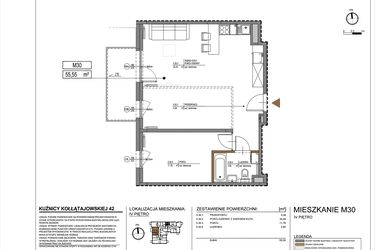 Rzut - Mieszkanie na sprzedaż 2 pokoje o powierzchni 55,55 m² - numer M30 w Kuźnicy Kołłątajowskiej 42