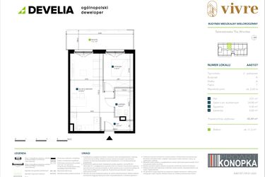 Rzut - Mieszkanie na sprzedaż 2 pokoje o powierzchni 42,49 m² - numer AA0107 w Vivre
