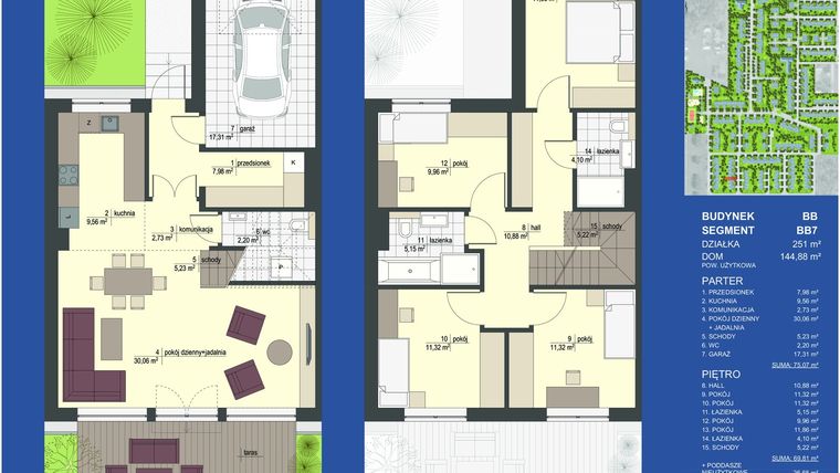 Rzut - Dom na sprzedaż 5 pokoi o powierzchni 144,88 m² - numer BB7 w Triton Country etap B