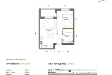 Rzut - Mieszkanie na sprzedaż 2 pokoje o powierzchni 33,65 m² - numer D1/C/02 w Orawska Vita