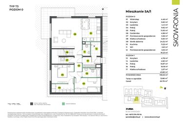 Rzut - Mieszkanie na sprzedaż 5 pokoi o powierzchni 135,03 m² - numer 5AL/1 w Skowronia