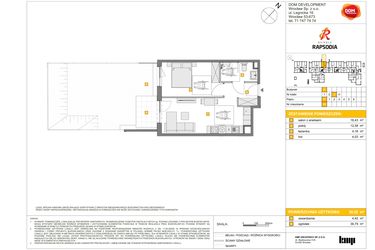 Rzut - Mieszkanie na sprzedaż 2 pokoje o powierzchni 39,22 m² - numer A.69 w Osiedle Rapsodia
