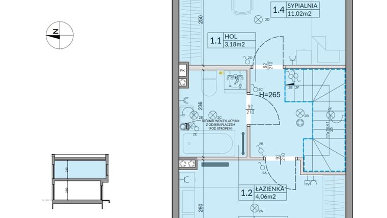 Rzut - Dom na sprzedaż 3 pokoje o powierzchni 61,95 m² - numer 2 w Boska Ksawerowska 2