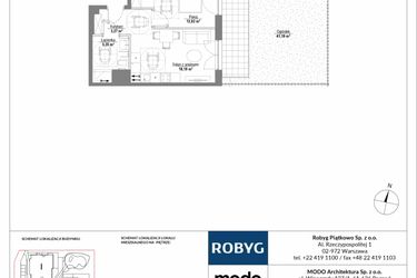 Rzut - Mieszkanie na sprzedaż 2 pokoje o powierzchni 39,73 m² - numer H2_0M04 w Piątkowo Residence etap II