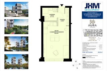 Rzut - Mieszkanie na sprzedaż 1 pokój o powierzchni 29,55 m² - numer A.2.24U w Aura Towers
