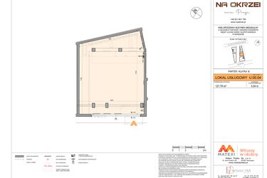 Rzut - Lokal użytkowy na sprzedaż 1 pokój o powierzchni 121,79 m² - numer U.00.04 w Na Okrzei