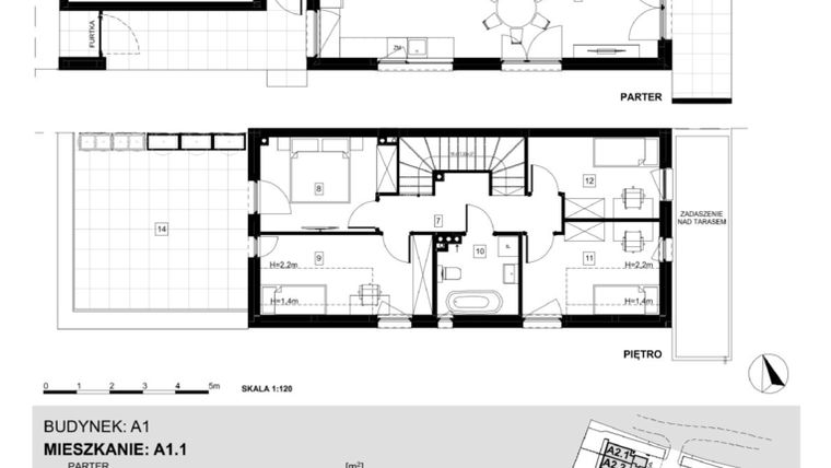 Rzut - Dom na sprzedaż 5 pokoi o powierzchni 127,68 m² - numer A1.1 w Ville Przy Białej
