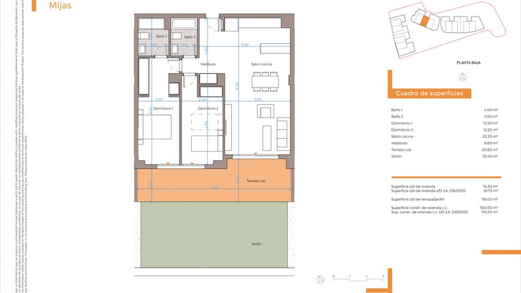 Rzut - Mieszkanie na sprzedaż 2 pokoje o powierzchni 85,32 m² - numer P3-0C w Vitta Marina