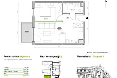 Rzut - Mieszkanie na sprzedaż 2 pokoje o powierzchni 38,67 m² - numer I.2.M09 w Przemyska Vita