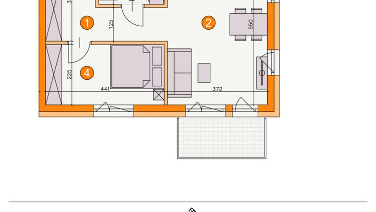 Rzut - Mieszkanie na sprzedaż 2 pokoje o powierzchni 41,78 m² - numer BI/D10 w Osiedle Bocianie Gniazdo 2