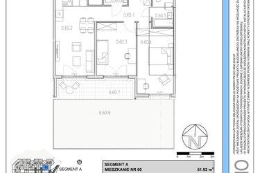 Rzut - Mieszkanie na sprzedaż 3 pokoje o powierzchni 61,71 m² - numer 60 w Osiedle Solne etap II