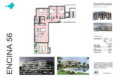 Rzut - Mieszkanie na sprzedaż 3 pokoje o powierzchni 93 m² - numer 7 w Santa Rosalía - Murcia