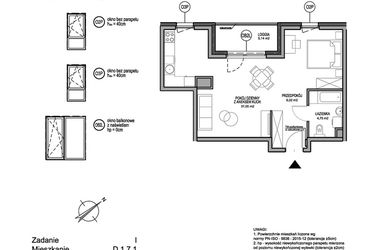 Rzut - Mieszkanie na sprzedaż 1 pokój o powierzchni 47,82 m² - numer D.1.7.1 w Rumia Centralna