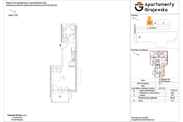 Rzut - Mieszkanie na sprzedaż 1 pokój o powierzchni 26,64 m² - numer M-37 w Apartamenty Grajewska