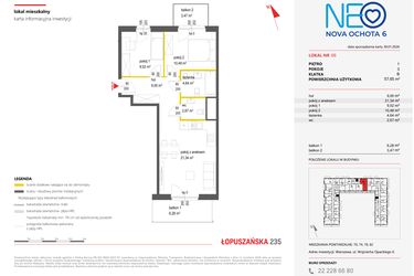 Rzut - Mieszkanie na sprzedaż 3 pokoje o powierzchni 57,65 m² - numer 66 w Neo Nova Ochota 6