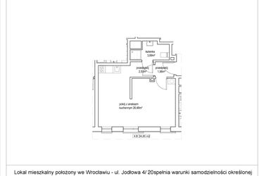 Rzut - Mieszkanie na sprzedaż 1 pokój o powierzchni 34,85 m² - numer 4/20. w Apartamenty Nowy Targ