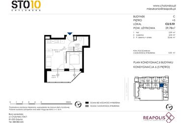 Rzut - Mieszkanie na sprzedaż 1 pokój o powierzchni 29,78 m² - numer C2/5/01 w Chylońska STO10 etap III