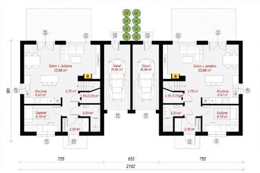 Rzut - Dom na sprzedaż 5 pokoi o powierzchni 112,16 m² - numer 1B w Osiedle Nowa Sadowa