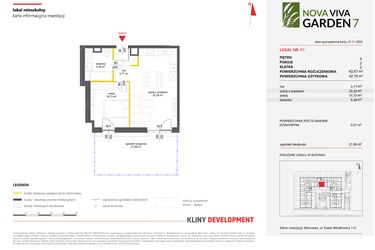Rzut - Mieszkanie na sprzedaż 2 pokoje o powierzchni 42,67 m² - numer 43 w Nova Viva Garden 7