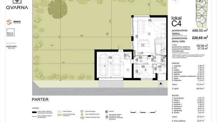 Rzut - Dom na sprzedaż 5 pokoi o powierzchni 220,65 m² - numer C4 w Osiedle Gvarna