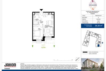Rzut - Mieszkanie na sprzedaż 2 pokoje o powierzchni 39,38 m² - numer E.A2 w Wieruszowska E