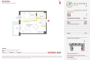 Rzut - Mieszkanie na sprzedaż 2 pokoje o powierzchni 36,79 m² - numer A.146 w Olchowy Park II