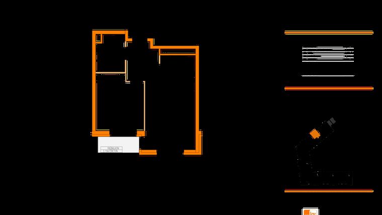 Rzut - Mieszkanie na sprzedaż 2 pokoje o powierzchni 44,6 m² - numer 174 w Grójecka 216 etap II