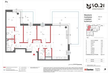 Rzut - Mieszkanie na sprzedaż 4 pokoje o powierzchni 96,01 m² - numer 8 w SO.21