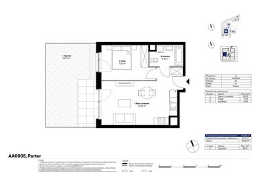 Rzut - Mieszkanie na sprzedaż 2 pokoje o powierzchni 40,29 m² - numer AA0005 w NU3 Warszawa Wola
