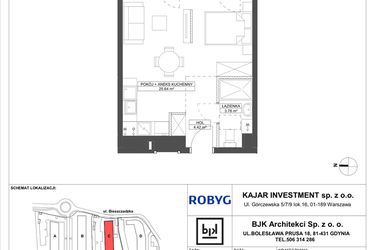 Rzut - Mieszkanie na sprzedaż 1 pokój o powierzchni 33,84 m² - numer C.1M05 w Foresteria
