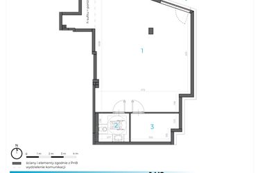 Rzut - Lokal użytkowy na sprzedaż 1 pokój o powierzchni 83,18 m² - numer 1.U2 w Incepti Gaj 2