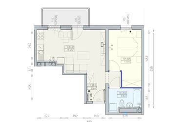 Rzut - Mieszkanie na sprzedaż 2 pokoje o powierzchni 40,47 m² - numer K2 10/4/8/2a w Południk 17 - budynek K2