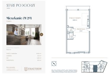 Rzut - Mieszkanie na sprzedaż 1 pokój o powierzchni 98,38 m² - numer M.29 w Stare Podgórze