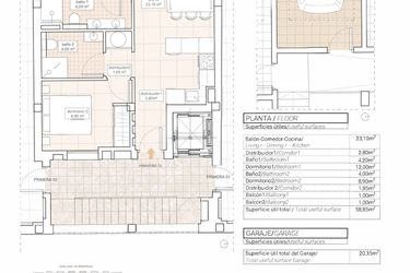 Rzut - Mieszkanie na sprzedaż 2 pokoje o powierzchni 66,25 m² - numer 2.1 w Mieszkania w Hondón de las Nieves - 33400272