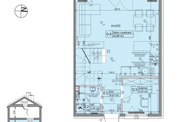 Rzut - Dom na sprzedaż 5 pokoi o powierzchni 72,7 m² - numer 24B w Osiedle Stokrotki etap 3