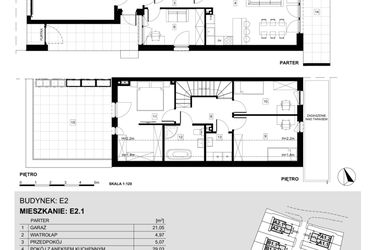 Rzut - Dom na sprzedaż 4 pokoje o powierzchni 123,09 m² - numer E2.1 w Ville Przy Białej