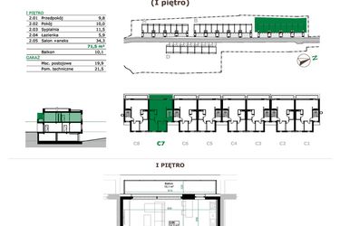 Rzut - Mieszkanie na sprzedaż 3 pokoje o powierzchni 71,5 m² - numer C7.2 w Dębowe Zacisze