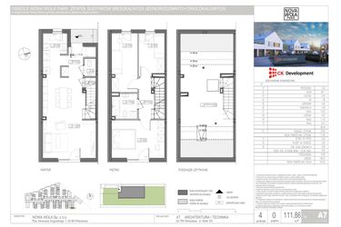 Rzut - Dom na sprzedaż 4 pokoje o powierzchni 111,86 m² - numer A.7 w Nova Wola Park