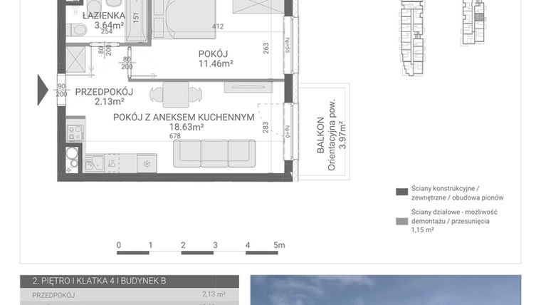 Rzut - Mieszkanie na sprzedaż 2 pokoje o powierzchni 35,86 m² - numer 104. w Osiedle Parkowa etap B