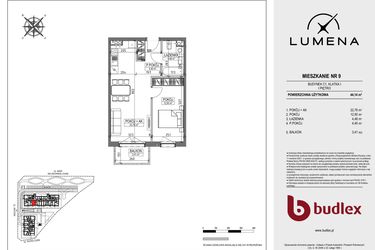 Rzut - Mieszkanie na sprzedaż 2 pokoje o powierzchni 44,14 m² - numer C1.09 w Lumena