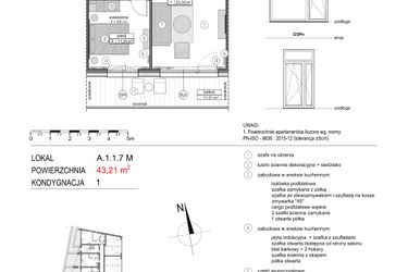 Rzut - Mieszkanie na sprzedaż 2 pokoje o powierzchni 43,18 m² - numer A.1.1.7M w Mikołajki Apartamenty