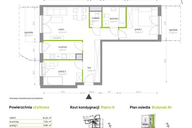 Rzut - Mieszkanie na sprzedaż 3 pokoje o powierzchni 64,31 m² - numer A1.0D90 w Bemowo Vita