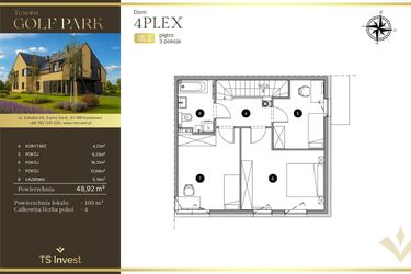 Rzut - Dom na sprzedaż 4 pokoje o powierzchni 100,78 m² - numer 15.2 w Tesoro Golf Park