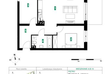 Rzut - Mieszkanie na sprzedaż 3 pokoje o powierzchni 64,81 m² - numer A.B.14 w Park Śliwowa