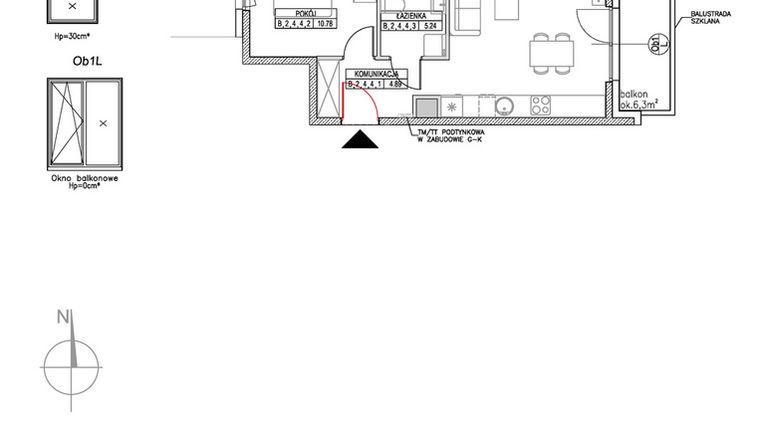 Rzut - Mieszkanie na sprzedaż 2 pokoje o powierzchni 41,78 m² - numer B.2.4.4 w Forma II