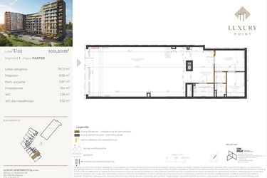 Rzut - Lokal użytkowy na sprzedaż 1 pokój o powierzchni 100,2 m² - numer LU10 w LUXURY POINT