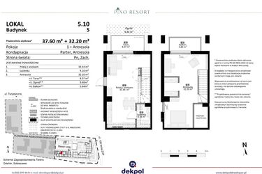 Rzut - Mieszkanie na sprzedaż 2 pokoje o powierzchni 69,8 m² - numer 5.10 w Pino Resort