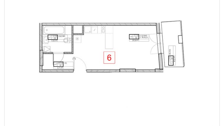 Rzut - Mieszkanie na sprzedaż 1 pokój o powierzchni 28,85 m² - numer C1.6 w Rezydencja Ogród Saski etap I i II
