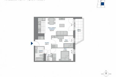 Rzut - Mieszkanie na sprzedaż 3 pokoje o powierzchni 64,57 m² - numer 6.5 w SEAHall